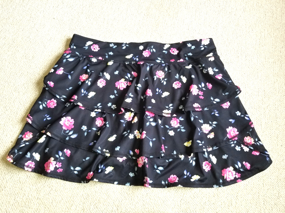 Womens Skort-IDEOLOGY-black/pink/white floral stretch performance ruffled-2X